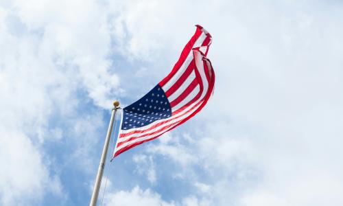 USA flag waving in the wind.