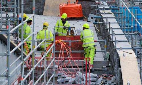 Construction workers at the building site