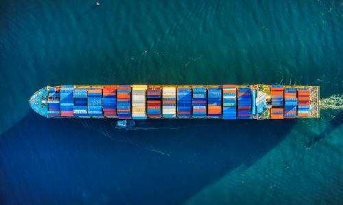  Aerial view of a cargo ship