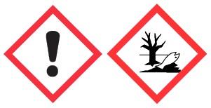 Exclamation mark and environment pictogram